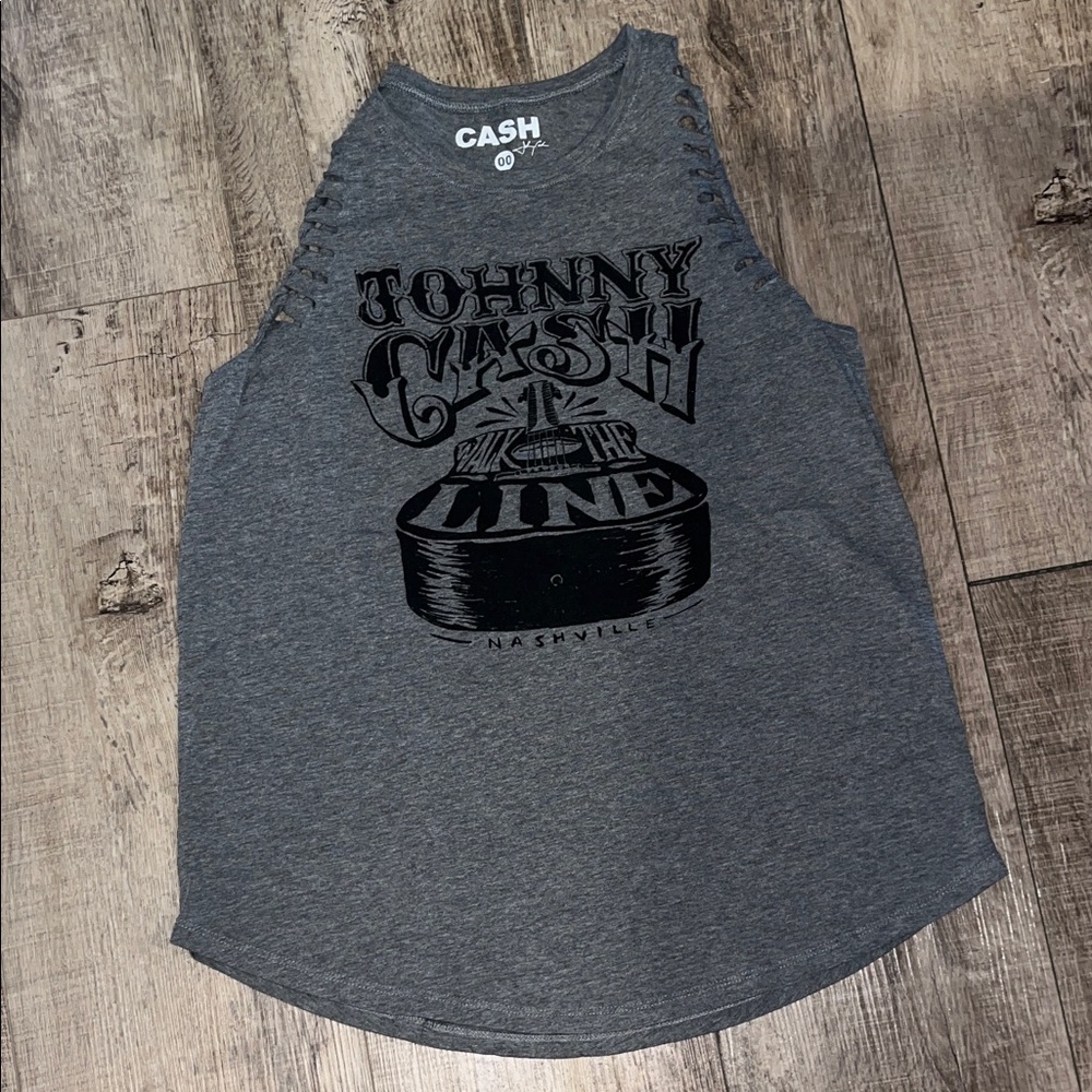 Torrid Johnny Cash Walk the Line Gray Graphic Tank Top
